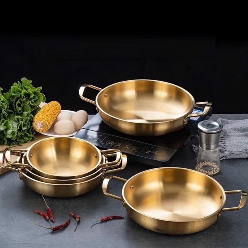 Nồi Nấu Mì Cay INOX Mạ Vàng, Chảo Đáy Sâu Chống Dính Làm Nồi Lẩu, Xào Nướng Tại Bàn, Dùng Được Bếp Gas, Bếp Điện Bếp Từ 4