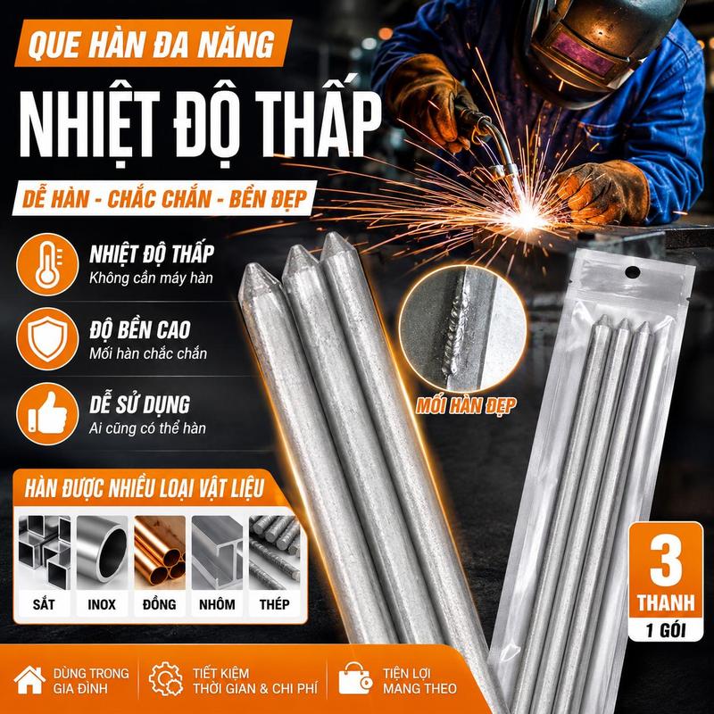 COD 3 Que hàn nhiệt độ thấp dễ tan chảy que hàn thép không gỉ sắt Đồng tan chảy…