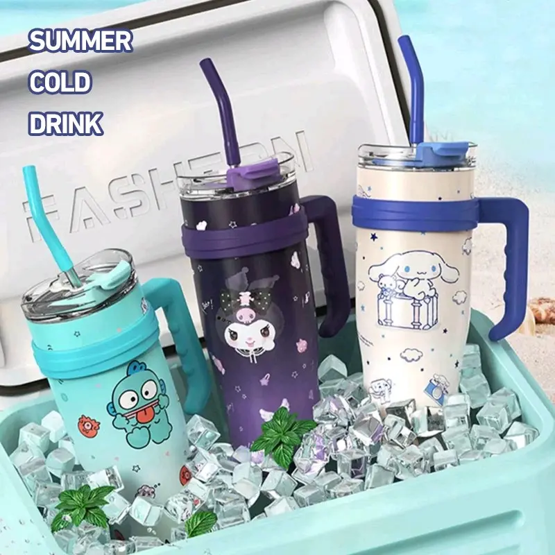 Botol minum stainless motif tumbler motif sedotan stainless 1200ML 1