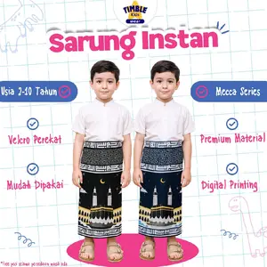 Timble Kids Sarung Anak Instan 2-10 Tahun Motif Mecca Series Muslim Premium Sarung Anak Untuk Setelan Koko