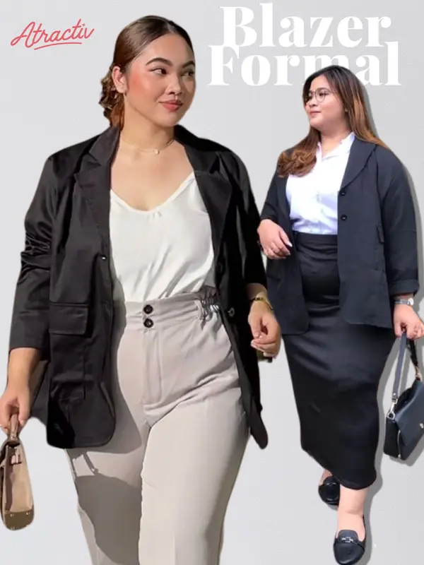 ATRACTIV Blazer Formal Jumbo Wanita LD150 Blazer Wanita Jumbo Oversize LD120 LD130 LD145 LD150 Jas Kantor Kerja Tebal Baju Hitam 0