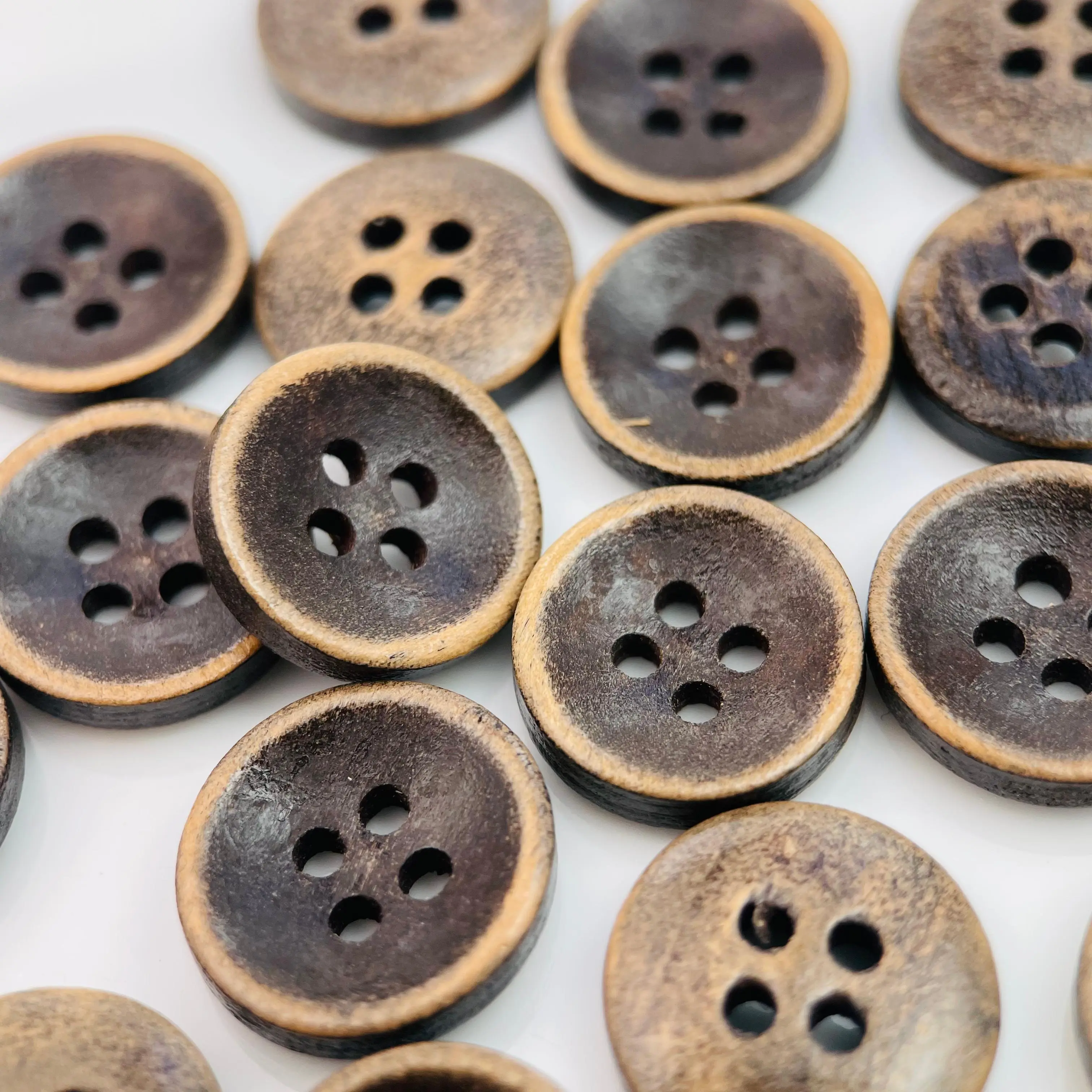 Vintage Brown Wooden Shirt Buttons, Tailor Textile Decoration and Sewing Pants Skirts, 12.5/15mm 10/20pcs