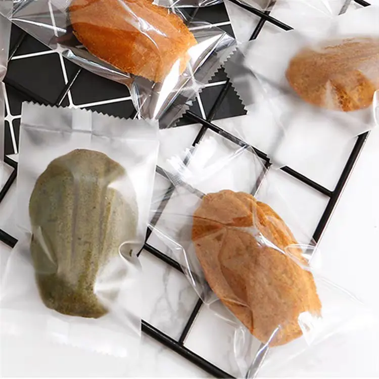 100pcs Madeleine Financier Wrappers 7x12cm Heat Seal Thick Transparent Plastic Cookies Bag Packaging