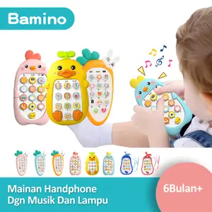 BAMBINO 6Bulan+ Mainan Ponsel Bayi Mainan Telepon Blue Bilingual Edukasi Bayi Dangen Musik Dan Lampu mainan stimulasi Pink Toys Music