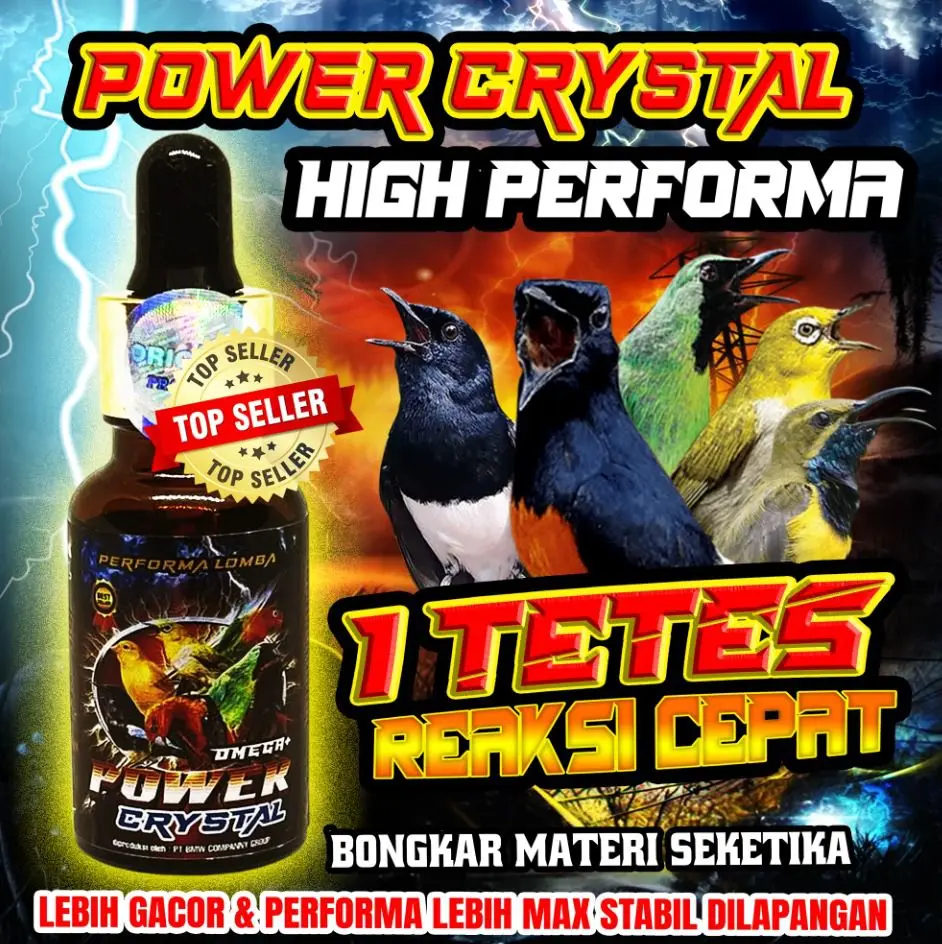 Power Kristal juara Omega Plus Vitamin Penggacor Suplemen Semua Burung Murai kacer cucak ijo kenari lovebird sogon kolibri suplemen burung berkicau
