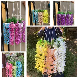 PAKET 100K SAKURA GANTUNG DAPAT 3 PCS Dekorasi Bunga Hiasan Aesthetic Plastik beserta Gantungan Pot Vas Warna Cantik Cocok untuk Hiasan Rumah