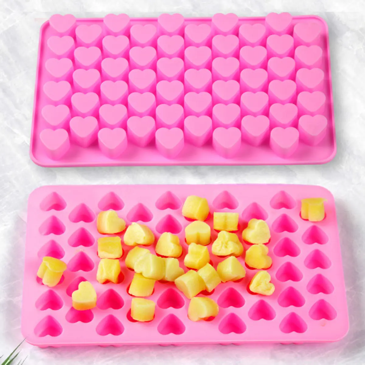 55 Compartment Heart Shape Silicone DIY Small Love Cake Chocolate Baking Mould Ice Tray Food Candle Mold Safe Baking Decoration Kitchen Supplies