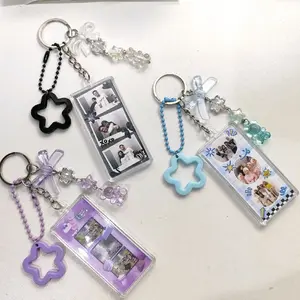 Gantungan Kunci Custom Foto Keluarga dengan Desain Bintang dan Tali Hitam untuk Hadiah Unik