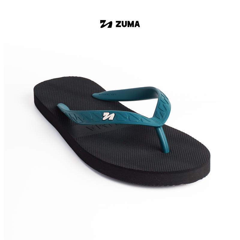 Zuma Men Classic 31 Black Turquoise, Sandal Jepit Pria Karet Polos, Hitam Pirus 0