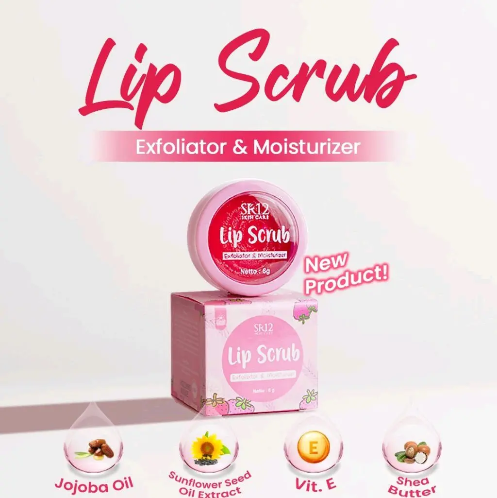SR12 Lip Scrub dengan jojoba oil bantu angkat sel kulit mati dan melembabkan bibir
