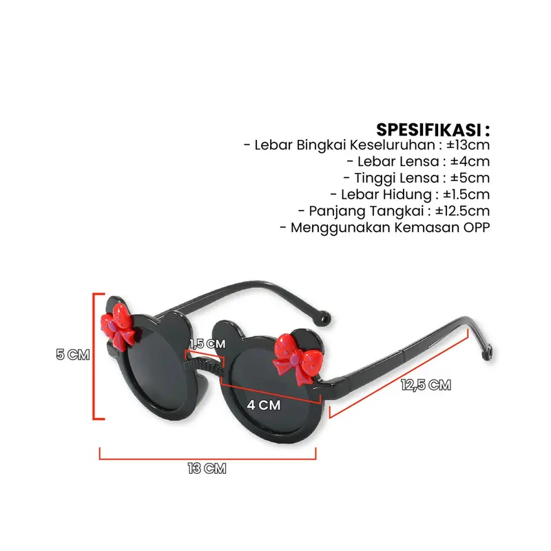 [COD] GD C1129 Sunglasses Kids Kacamata Anak Imut Motif Mouse Pita 1
