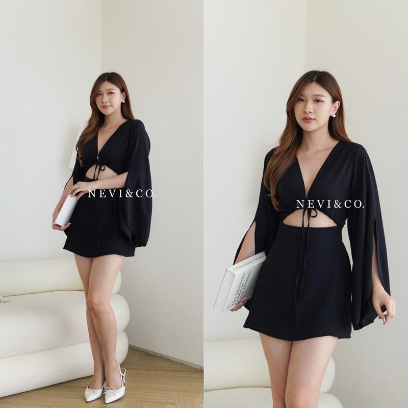 Nevi & Co. Classic Chic Mini Dress- Mini Dress Crinkle Wanita Pria Couple Polos Minimalis 4