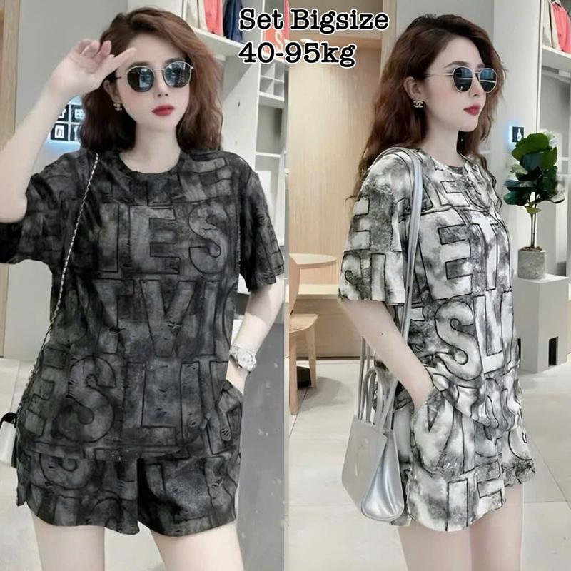 Thời Trang Bigsize - Set Bộ Đùi Nữ Bigsize Áo Cổ Tròn và Quần Đùi Chất Vải Thun Chất Đũi Xước Rách Hot Hit Nữ Cao Cấp Xinh Đẹp Sang Trọng Dễ Thương Giá Rẻ 40-95kg Én Nhỏ Có Bigsize Nhung Đen Voi Kem Tím Women Tim - 2261 - 2262