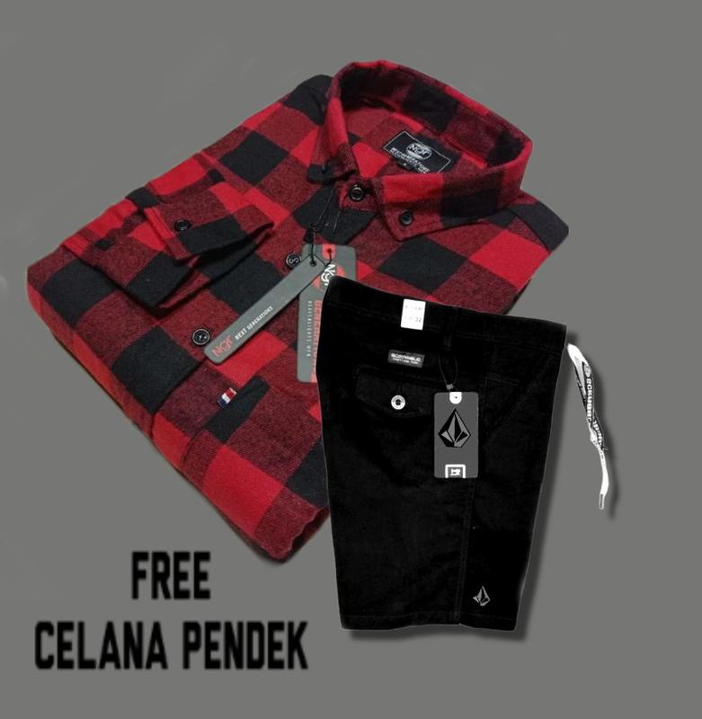 ONE SET Outfit Cowok Baju Setelan Satu Set Fasion Pria Dewasa Laki Laki Katun Lengan panjang Setrip Celana Hitam 2
