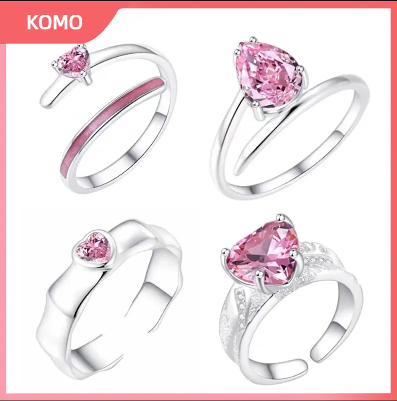 【#1079】Sweet Cool Pink Love Adjustable Ladies Ring