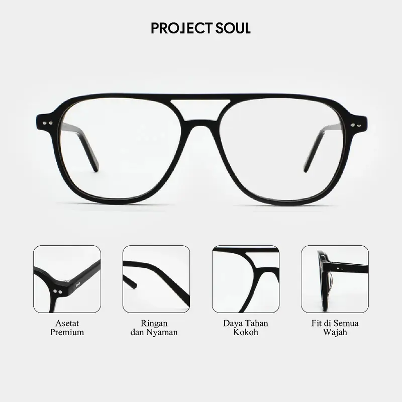 Project Soul - Brayden Eyewear Frame | Kacamata Baca Wanita/pria Unisex | Kacamata Minus / Silinder 0
