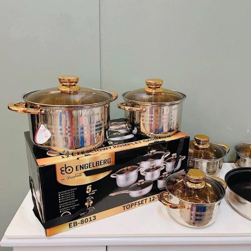 LIVE VIP1- Bộ nồi Đức 6 món Inox chất lượng cao ,12 chi tiết đáy 5 lớp siêu dày sử dụng cho tất cả các loại bếp,Nồi cơm điện GUGKDD GK-108,GUGKDD GK-109,GUGKDD GK-182,GUGKDD GK-208
