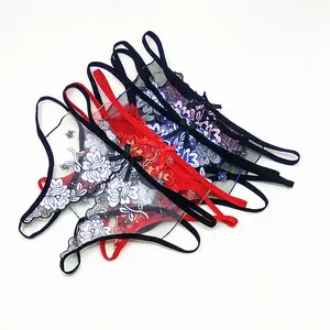 G String Wanita Open Celana Dalam Renda transparan lembut thong Bordir Knicker 1-C085