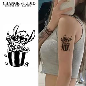 Xăm Dán Tạm Thời Thiết Kế Stitch Dễ Thương, Kéo Dài Trong 15 Ngày, Không Thấm Nước, Không Lo Bị Ma Sát, Miếng Dán Hình Xăm