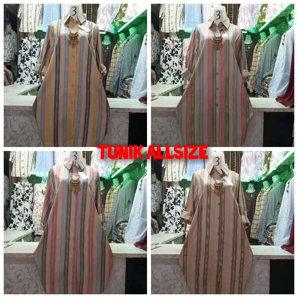 Tunik wanita// Tunik Bahan katun motif Setrip Muslim