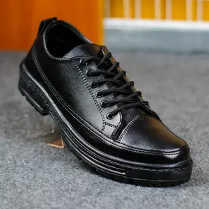 SEPATU KERJA COWOK KANTORAN BAHAN KULIT SINTETIS HITAM BREN LOKAL Black Karet Pantofel Pria Shoe