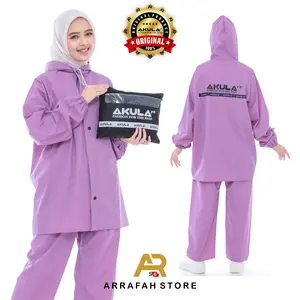 Jas Hujan Setelan Celana Pria Wanita Terbaik By AKULA` Bahan PVC 0.25 Elastis Anti Rembes