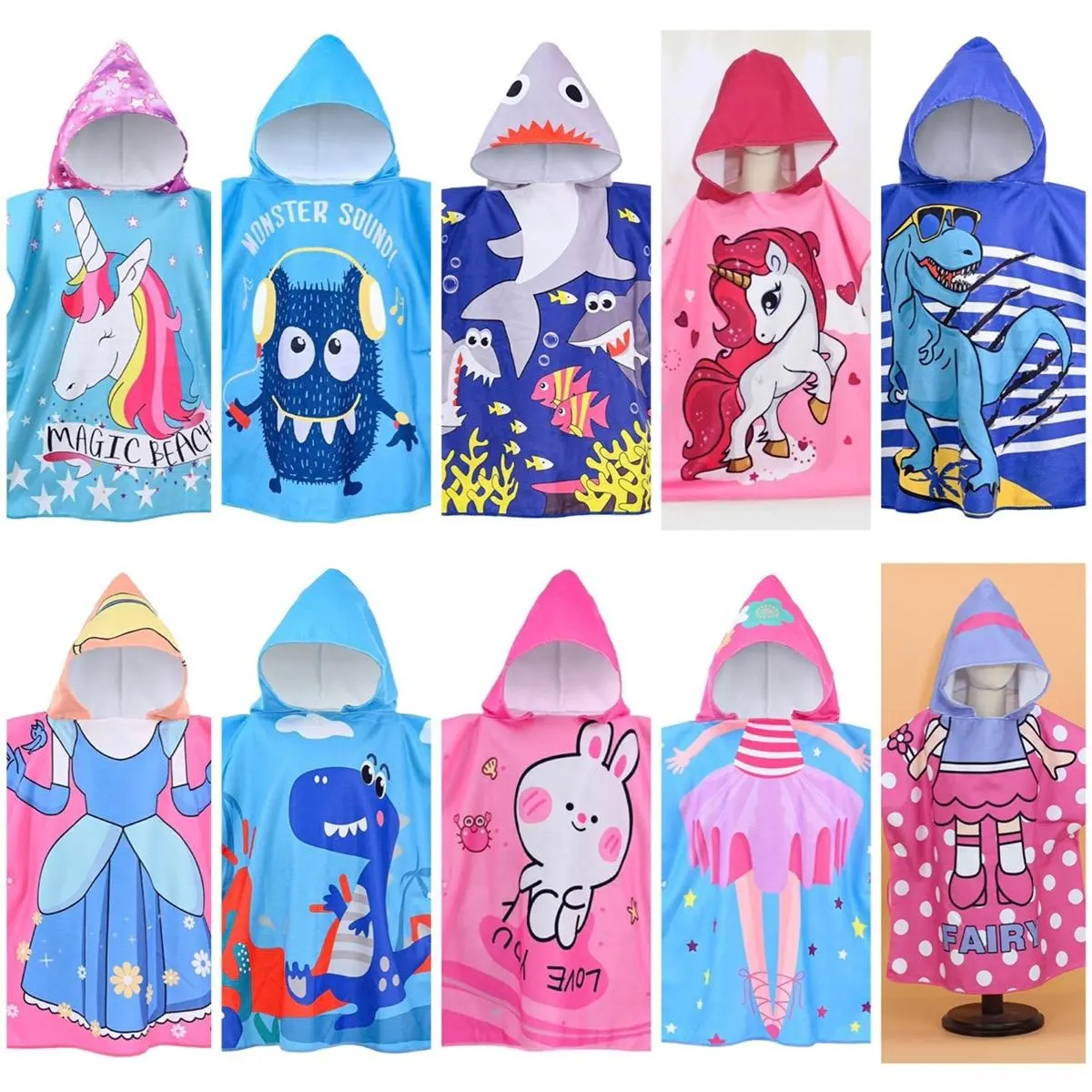 Kids Hooded Towel Baby Beach Bath Towel for Girls Boys Children Thicker Toddler Swim Towels Ponchos with Hood Cotton Babies Child Pool Cartoon Bath Towel cetakan kartun style tuala & sarung kepala pancuran unicorns / rainbows lemon