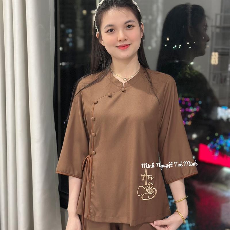 [tặng vòng]  [AN NHIÊN CỔ TÀU] set đồ lam đi chùa chất linen an nhiên màu kem be Minh Nguyệt - Tuệ Minh [PHÁP PHỤC CAO CẤP]