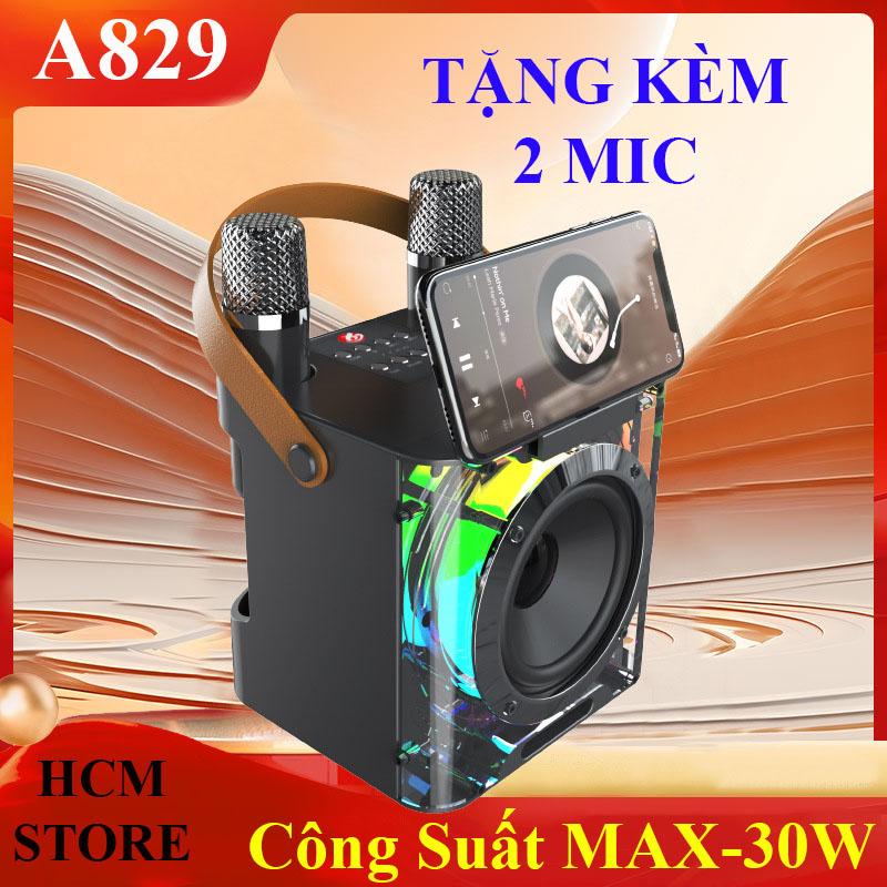   Mới 2025  Loa Bluetooth A829 – 2 Mic Không Dây Công Suất Lớn Pin Lâu Karaoke Gia Đình 
