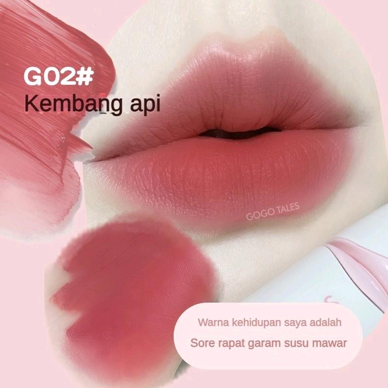 Gogo tales gogo dance water matte lip glasir lip gloss matte whitening tidak mudah menempel di cangkir gogotales lip cream terbaru 4
