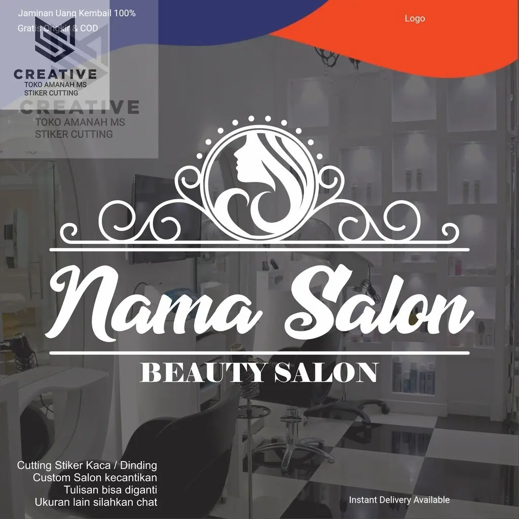 COD Stiker cutting  Sticker Stiker Dinding Cutting Beauty Care Salon Kecantikan Hiasan Stiker Tembok Kaca Bisa Custom Nama 01