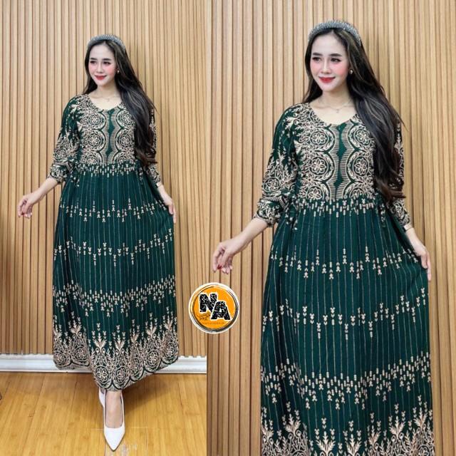 Longdress Motif Sultan Busui Bumil Trends Kekinian LD 110cm Longdres Resleting Tali Samping Wanita Rayon Tebal Panjang daster  long