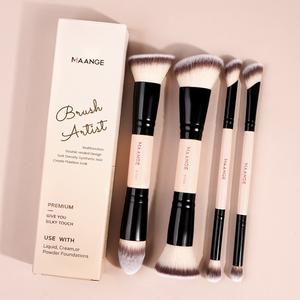 Set de 4 pinceles de maquillaje de doble punta MAANGE, incluye brocha para base, contorno, rubor, polvo, sombra de ojos y corrector. Pinceles cosméticos de calidad profesional, regalos de accesorios de maquillaje.