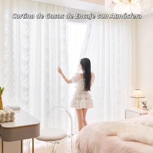 137cm*230cm Cortina de Tule de Encaje – Ligera Transparente y con Detalles Elegantes Ideal para Ventanas de Sala y Dormitorio