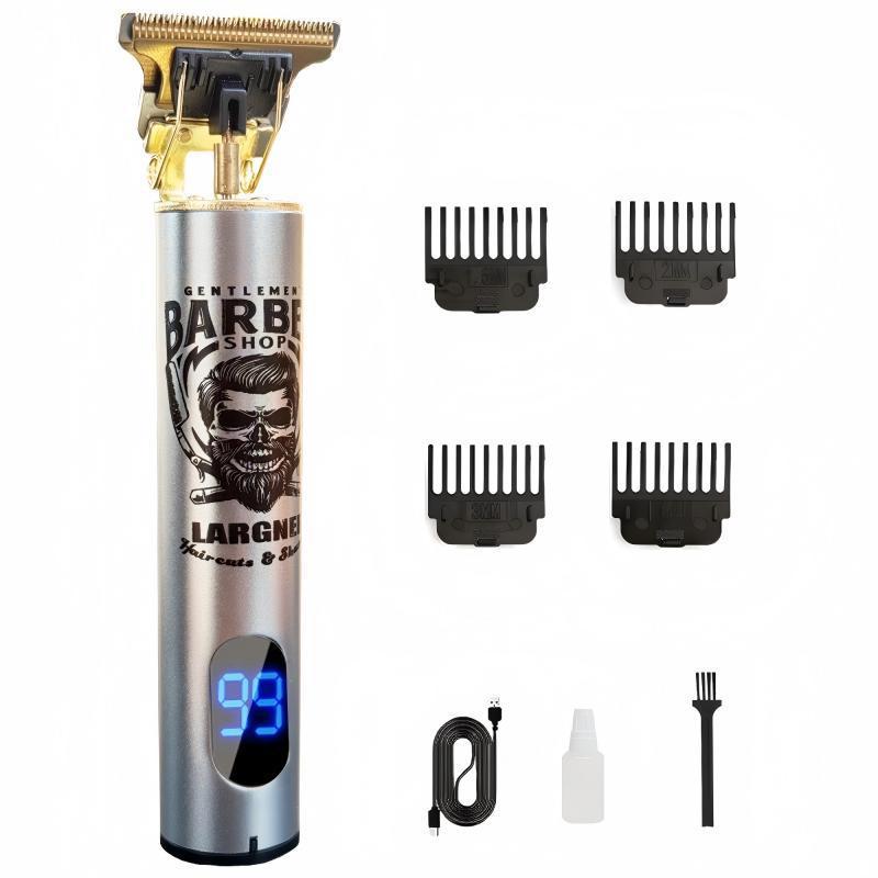 LARGNER Electric Clippers Barber Grooming Kit Rechargeable Cordless Close Cutting T-Blade Trimmer Hair Clippers for Men Zero Gapped Detail Beard Shaver,Zero Gapped T-Blade Hair Trimmer LED Display, Rechargeable Cordless Grooming KitT9 0