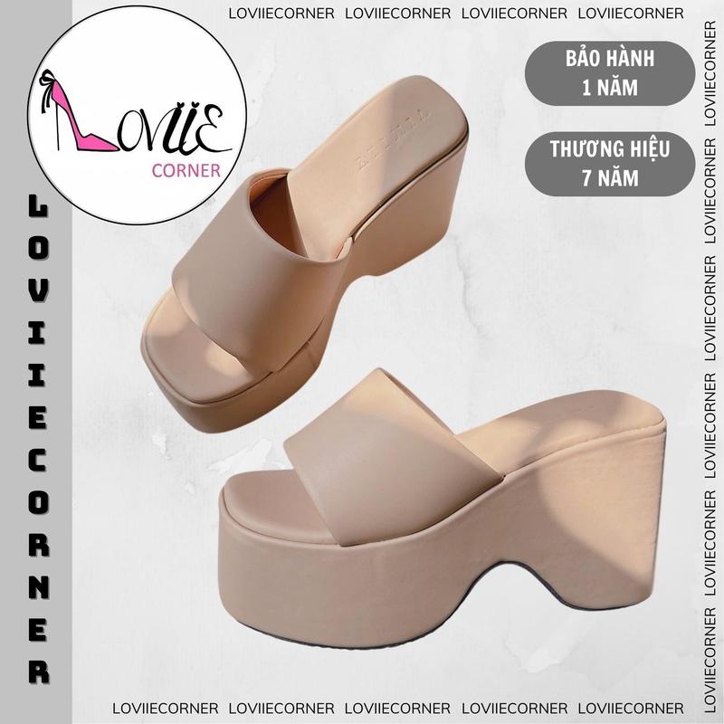 LOVIIECORNER DÉP BÁNH MÌ ĐÉ CAO - DÉP ĐẾ XUỒNG NỮ ĐI HẰNG NGÀY QUAI NGANG BẢNG TO - XUỒNG ĐẾ CAO 10 PHÂN DD250392