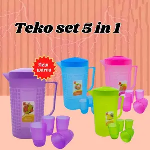 Teko Alexsis Set 5 in 1 | Water Jug set Plastik/teko+ mug plastik