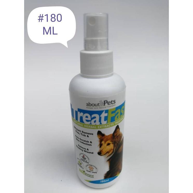 TreatFast Dog Spray Flea Tick Lice Skin Wound Infection 180ml [Treat Fast] Anjing Kutu Kulit Luka