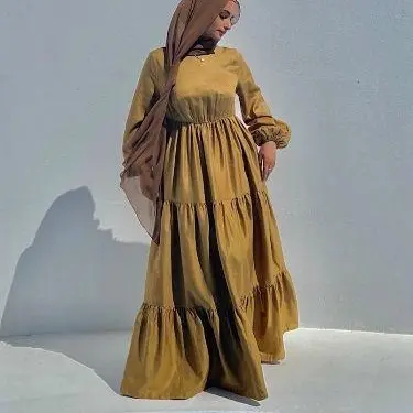 Baju muslim wanita drees 3 dara/susun katun linen rayon twill premium Nyaman Dress 6