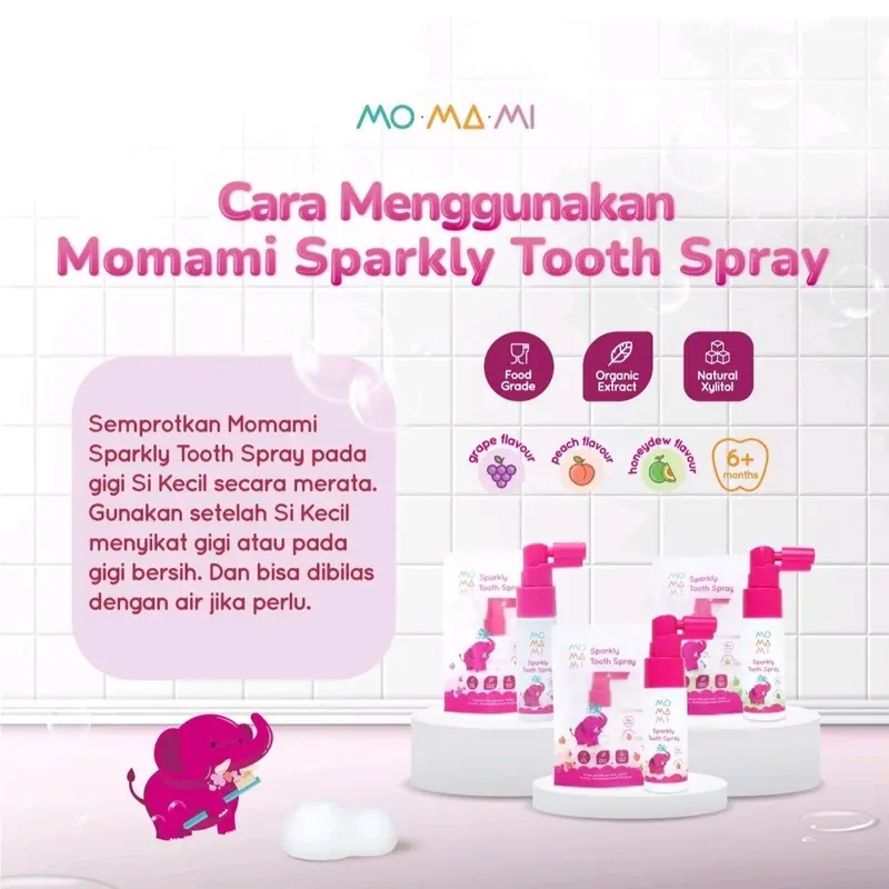 Momami Sparkly Tooth Spray Semprot 20ml Peach Flavour Honeydew Flavor | Pembersihan Gigi Anak Balita | Semprotan Gigi Anak | Fruity | Perlengkapan bayi dan anak | Balita Cewek Cowok | Perawatan Gigi Anak Pelindung Gusi Sensitif Anak-Anak Sikat Green 1