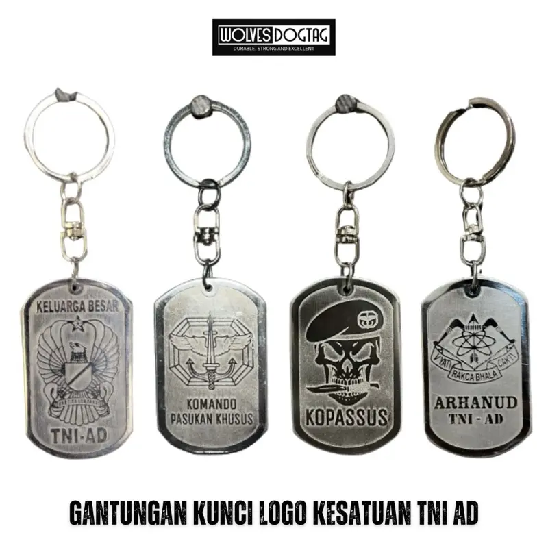 Gantungan kunci kesatuan TNI / aksesoris TNI / gantungan kunci monel anti karat / gantungan kunci TNI / gantungan TNI / gantungan kunci tni ad / kopassus / marinir / tni al / tni au Pengait Souvenir Hadiah Liontin Besi Baju Rantai 2