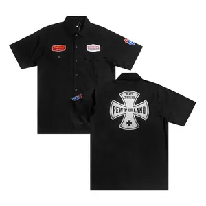 Workshirt Pewterland Route 66 Chopper Pakaian Kerja Pria Wanita Bordir  Standar Casual