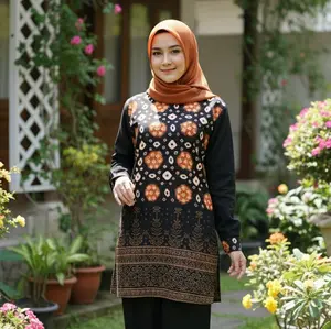Tunik cantik Motif Jumputan Palembang / BAJU ATASAN KERJA/ Tunics syar'i safeya  tunik