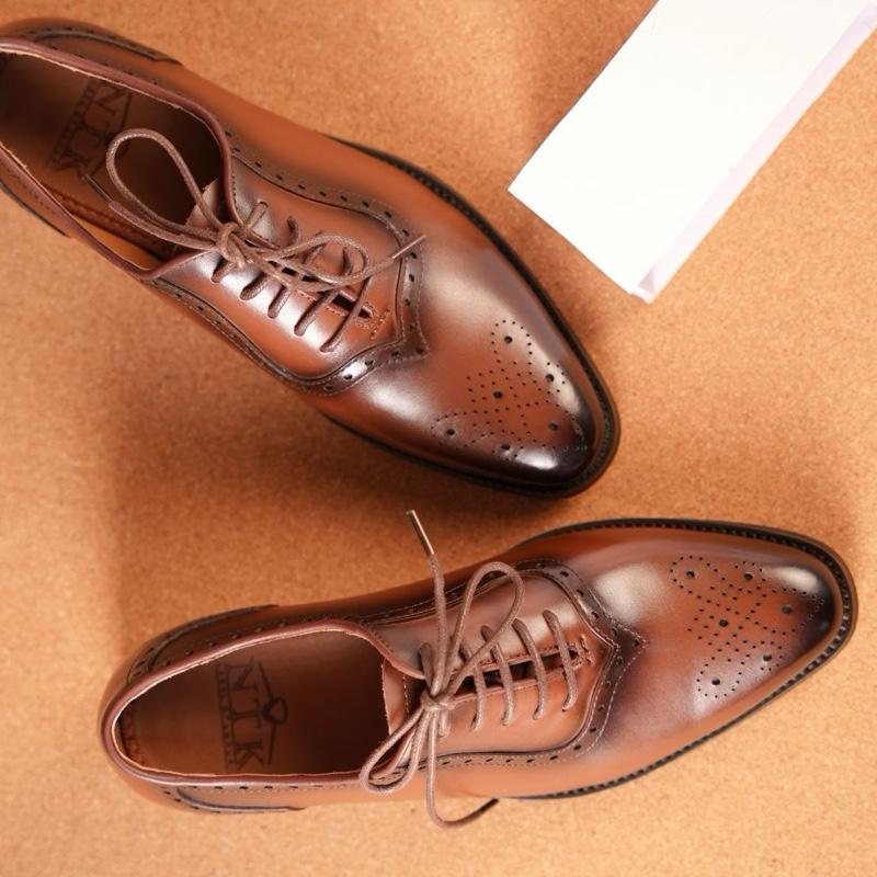 Giày da nam Oxford Full Brogues màu nâu - Size 38-43 - Shoes Nhung