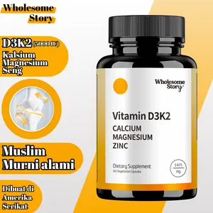 Vitamin D3K2 5000IU & Calcium Magnesium Zinc – Suplemen untuk Kesehatan Tulang & Imunitas, 60 Kapsul