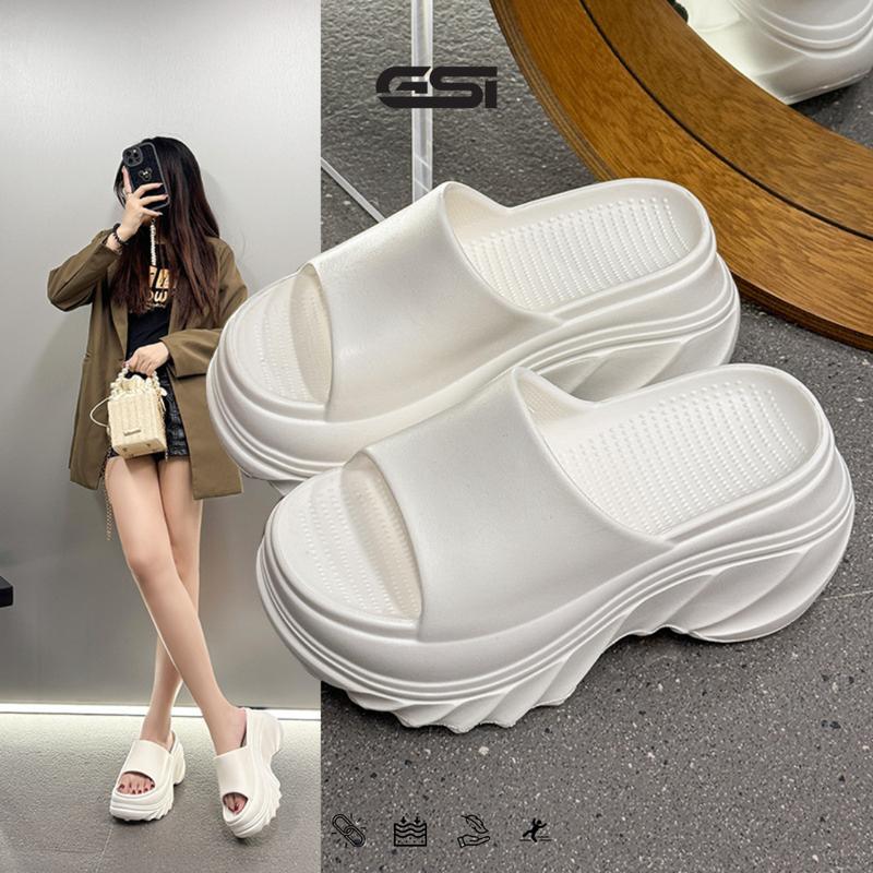 【GSI Shoes】Sandal Wanita Sendal Selop Wedges Platform Wanita Tebal Bahan Karet EVA High Quality Antislip Empuk Gaya Kekinian 1