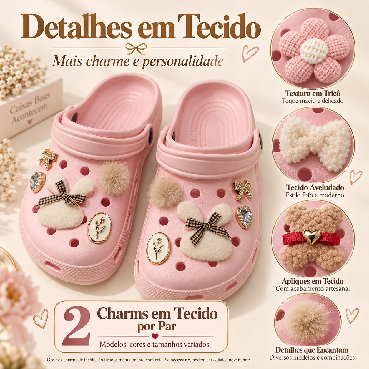 Babuche feminina EVA cor Rosa com charms — foto 7