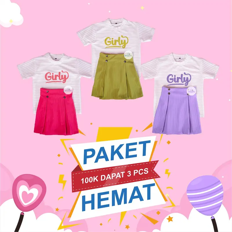 Meissa Kids - [PAKET HEMAT] Setelan Rok Anak Girly Knit Hornet Premium 0