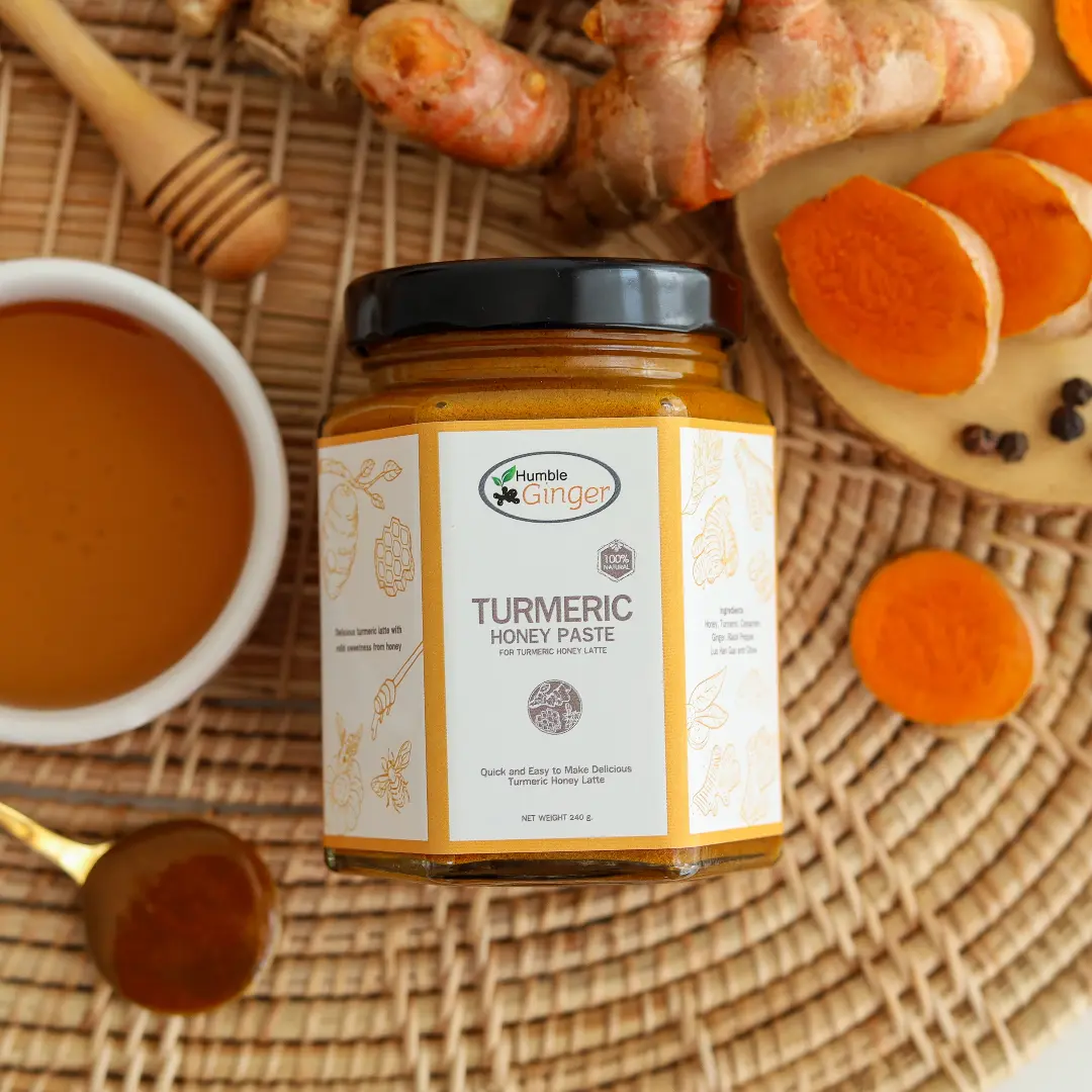 Humble Ginger: Turmeric Honey Paste for Turmeric Tea/Latte: 240g: Halal Flavor Natural Sugar Spice turmeric