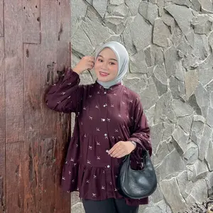 KIMORA BLOUSE REMPEL - SUSUN REMPEL LENGAN BALON  Atasan Wanita Rayon